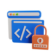 Poster - 3d Web Security. icon isolated on white background. 3d rendering illustration