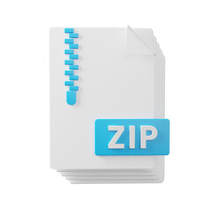 Poster - 3d Zip File .icon isolated on white background. 3d rendering illustration