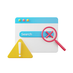 Poster - 3d Search Error. icon isolated on white background. 3d rendering illustration