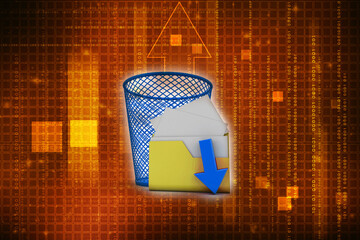 Poster - 3d rendering folder in recycle bin
