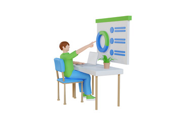 Poster - 3d business. icon isolated on white background. 3d rendering illustration