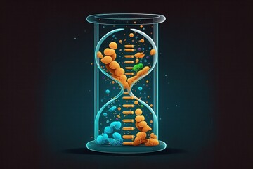 Wall Mural - DNA molecule developing in a laboratory test tube. Generative AI