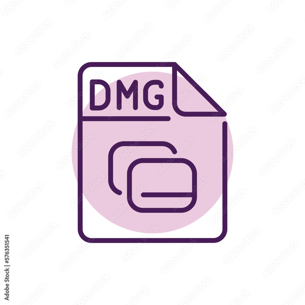 DMG file color line icon. Format and extension of documents Stock ...