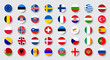 Round flags of Europe countries. Vector illustration.