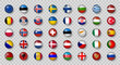 3D round flags of Europe countries. Vector illustration.
