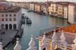 Venice, aerial view of the Grand Canal and surrounding buildings during the golden hour, Italy, Europe.