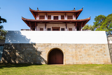 Wall Mural - Old city wall building view of the Great South Gate in Tainan, Taiwan. it's one of Taiwan's most well-preserved city gates.