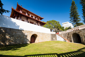 Wall Mural - Old city wall building view of the Great South Gate in Tainan, Taiwan. it's one of Taiwan's most well-preserved city gates.