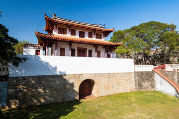Wall Mural - Old city wall building view of the Great South Gate in Tainan, Taiwan. it's one of Taiwan's most well-preserved city gates.