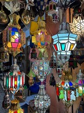 Assorted Traditional Lamps For Sale In The Medina, Marrakesh, Morocco