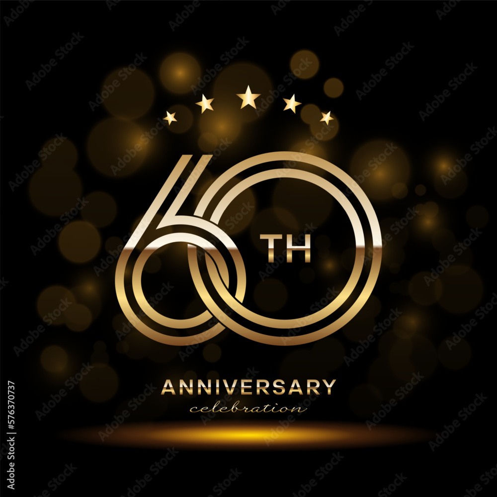 60 year anniversary celebration. Anniversary logo design with double ...