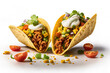 Two tacos isolated on a white background Generative AI