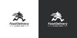 Ilustrasi logotype bisnis restoran dan kafe. Vektor desain logo pengiriman makanan.