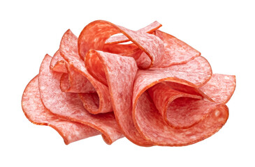 Wall Mural - Sliced salami sausage isolated on white background