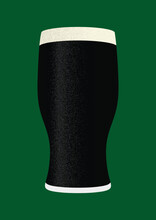 Glass Of Beer, Guinness, Pint Glass, Green Background, Alcholic Drink Silhouette