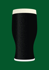 glass of beer, Guinness, pint glass, green background, alcholic drink silhouette