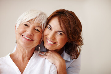 Poster - Shes devoted to her mom. Portrait of a woman spending time with her elderly mother.