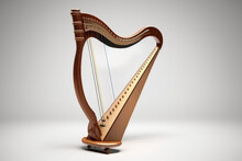 Harp In The Interior Of The Concert Hall. Created With Generative The AI Technology.