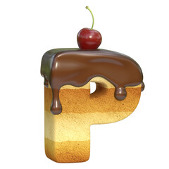 Wall Mural - Cake with cherry on top font 3d rendering letter P