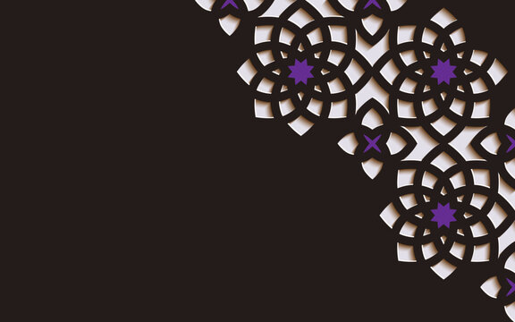 Ornamental color patterned relief in arabic architectural style of islamic mosque,greeting card for Ramadan Kareem