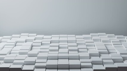 Poster - Abstract square geometric moving cubes, light particles, high tech square particles background, future digital tech video, particles background is a spectacular motion graphics background. 3d animatio