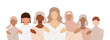 Women of different ethnicities together. #EmbraceEquity. Banner International Women's Day. Faceless vector illustration.	