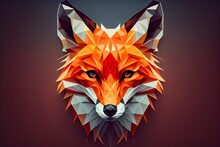 Low Polygon Red Fox Face Logo For Design Company, Colorful, Geometric, Abstract. Generative AI.