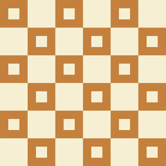 Poster - Retro aesthetic seamless pattern in style 60s, 70s. Mid century background with geometric squares. Trendy vector print. Beige and mustard colors