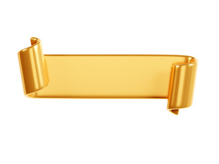 Wall Mural - ribbon text banner 3d render - golden glossy rolled double tape for sale or promotion message.