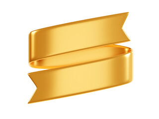Poster - Sale ribbon banner 3d render - golden curled fabric or plastic text box for promotion or congratulation message.