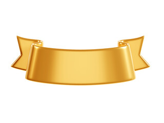 Poster - golden ribbon banner 3d render - illustration of glossy text box for title sign or advertising messa