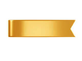 Poster - Gold ribbon banner 3d render illustration - simple text tag or label for sale and promotion message.