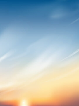 sunset sky with cloud in blue,orange,yellow colour background,dramatic twilight landscape with sunse