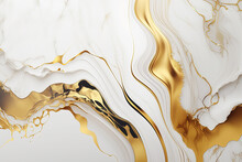 Abstract Marble Gold And White Background. Wedding Invitation, Card Backdrop, Banner. Ai Generated