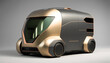 Electric cargo vehicle. Future travel concept car on grey background. Self-driving system. Generative AI