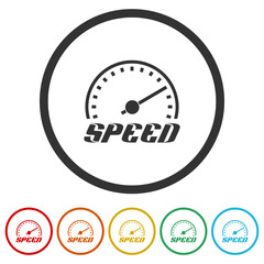 Wall Mural -  Speed logo icons in color circle buttons