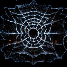 Halloween Spider Luminous Web Pattern 3d Projected On Dark Textured Building 