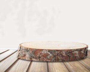 Canvas Print - Minimal product display with Wood slice