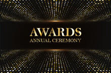 Award Nomination, Gold Glitter Text Vector Illustration.