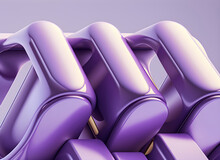 3d Abstract Geometric Figures On Purple Background