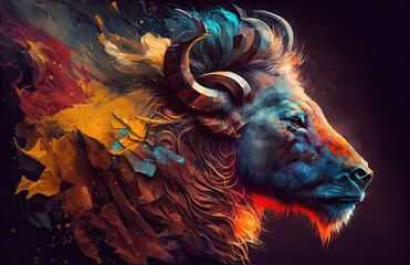 Poster - Radiant Beast of Colorful Intimidation Generative AI