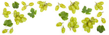 Green Grapes Isolated On The White Background With Copy Space For Your Text. Top View. Flat Lay Pattern