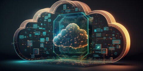 Aufkleber - cloud technology concept, generative ai illustration