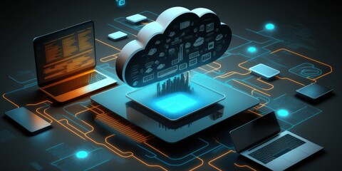 Aufkleber - cloud technology concept, generative ai illustration