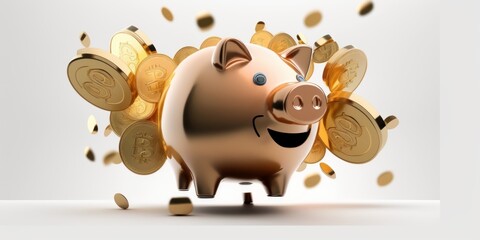 Piggy bank exploding, generative ai illustration