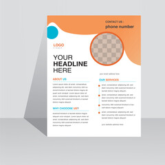 modern creative clean business flyer design template for advertising company promotion growth. orange color gradient vector abstract flat corporate flyer design illustration . a4 half free unique .