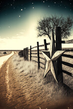 Lone Star Charm: Texas Rustic Star On A Countryside Wooden Fence Series