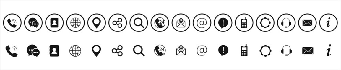 Website set icon vector. Contact us icon set. Web icon set. Vector illustration.