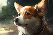 Portrait of a pembroke welsh corgi dog. Corgi dog background. Brave and fun corgi dog portrait. Dog lovers background, Generative AI.