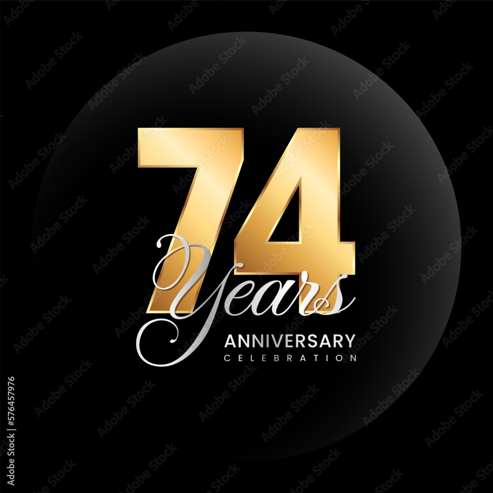 74th Anniversary logo. Golden number with silver color text. Logo ...